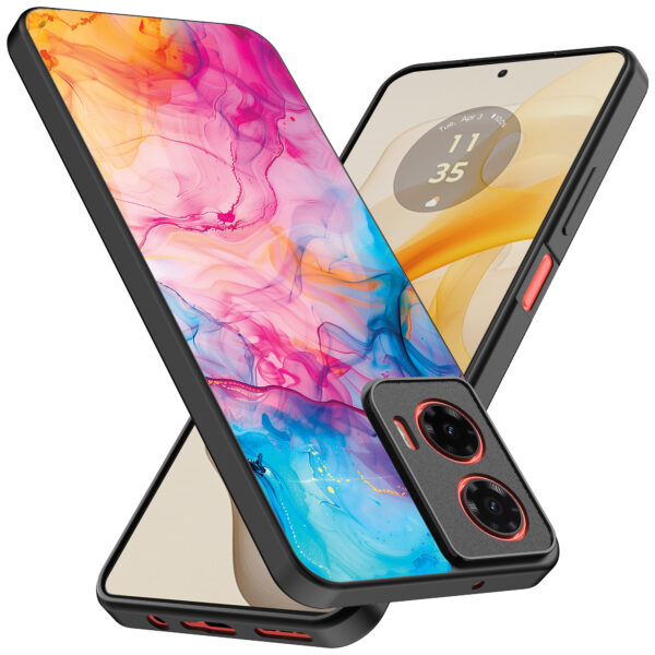 Motorola Moto G Stylus 2024 telefoonhoesje met regenboog acryl marmer opdruk (2)