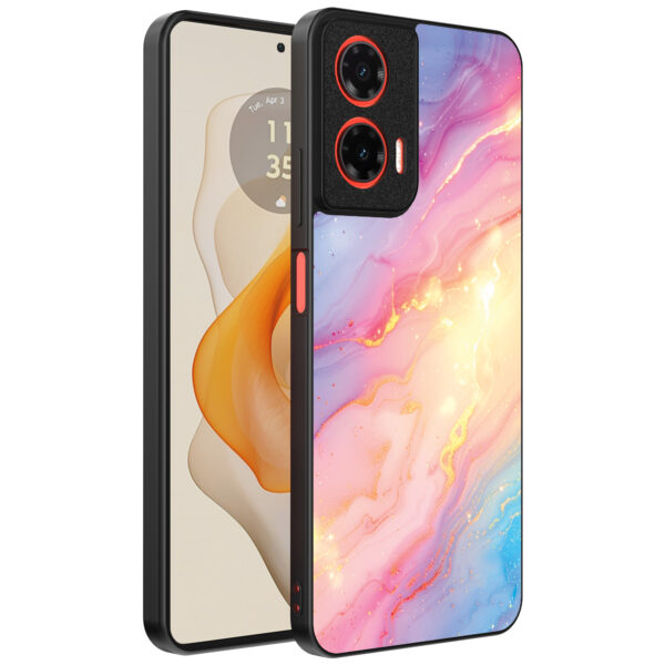 Motorola Moto G Stylus 2024 telefoonhoesje met regenboog glitter marmer opdruk (1)