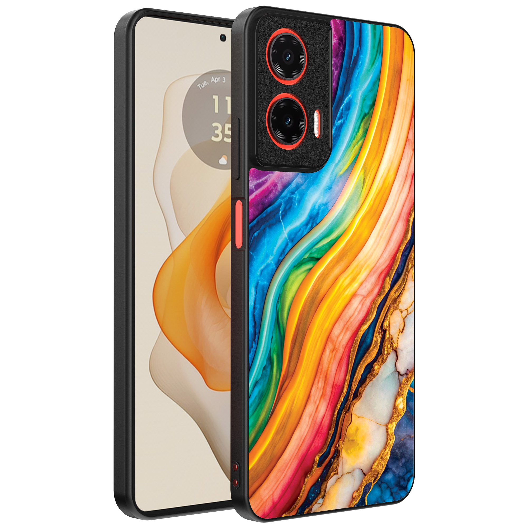 Motorola Moto G Stylus 2024 telefoonhoesje met regenboog goud marmer opdruk (1)