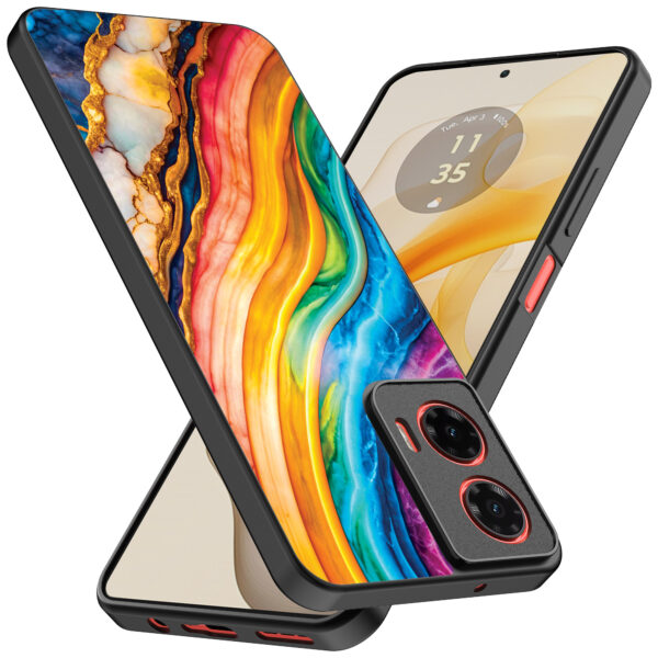 Motorola Moto G Stylus 2024 telefoonhoesje met regenboog goud marmer opdruk (2)