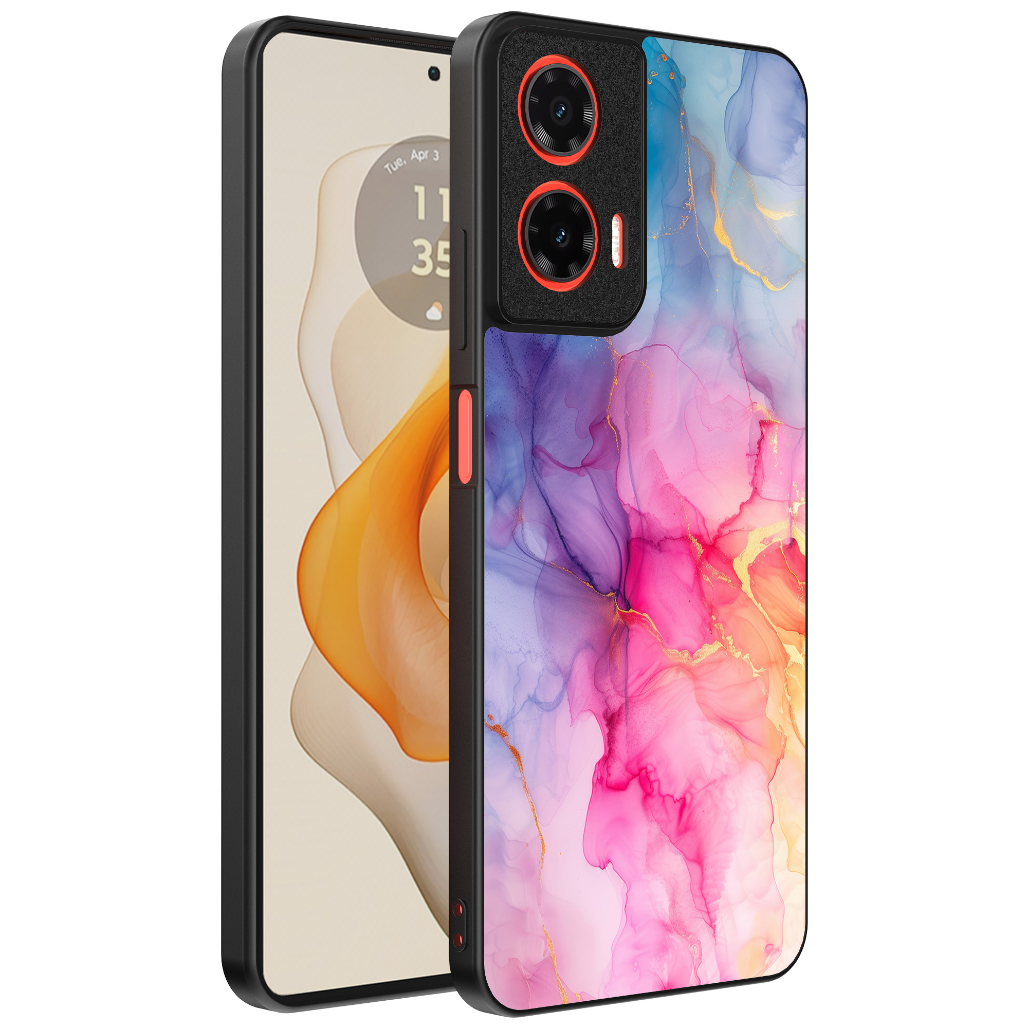 Motorola Moto G Stylus 2024 telefoonhoesje met regenboog marmer opdruk (1)