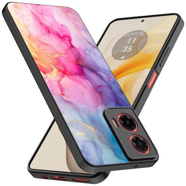 Motorola Moto G Stylus 2024 telefoonhoesje met regenboog marmer opdruk (2)