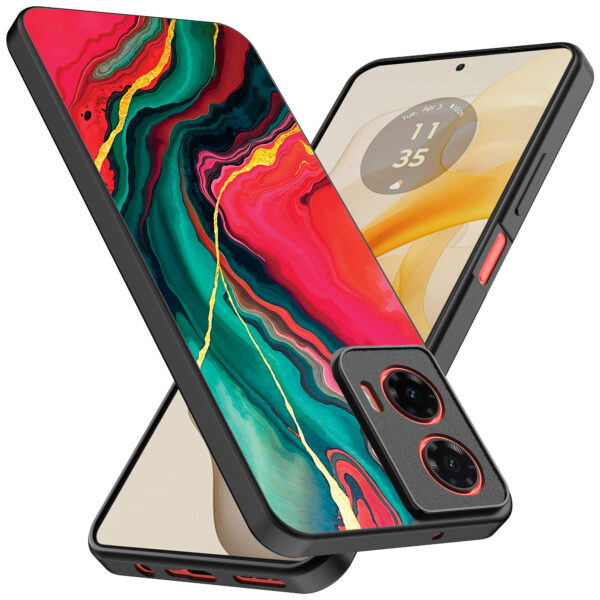 Motorola Moto G Stylus 2024 telefoonhoesje met rood groen marmer opdruk (2)