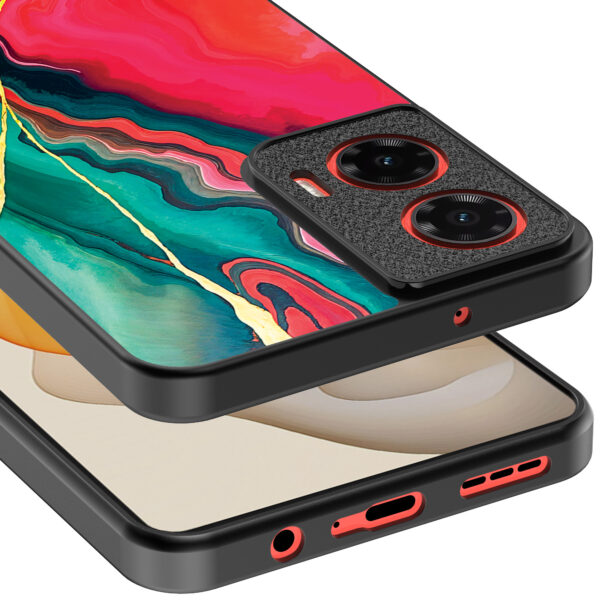 Motorola Moto G Stylus 2024 telefoonhoesje met rood groen marmer opdruk (4)