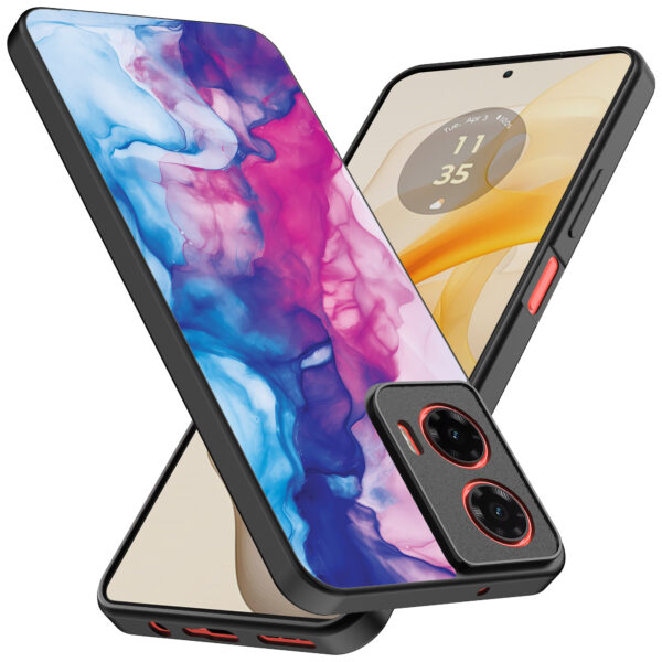 Motorola Moto G Stylus 2024 telefoonhoesje met roze blauw marmer opdruk (2)