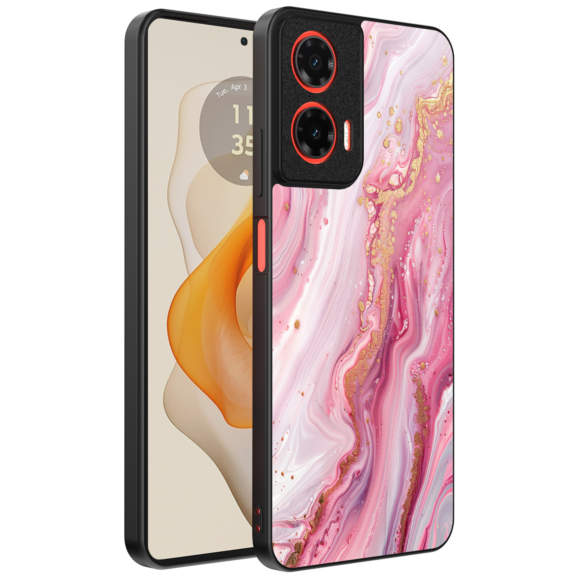 Motorola Moto G Stylus 2024 telefoonhoesje met roze marmer opdruk (1)