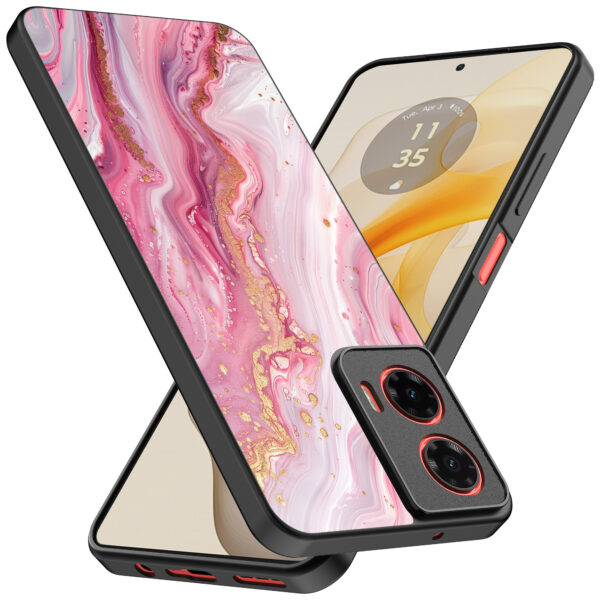 Motorola Moto G Stylus 2024 telefoonhoesje met roze marmer opdruk (2)