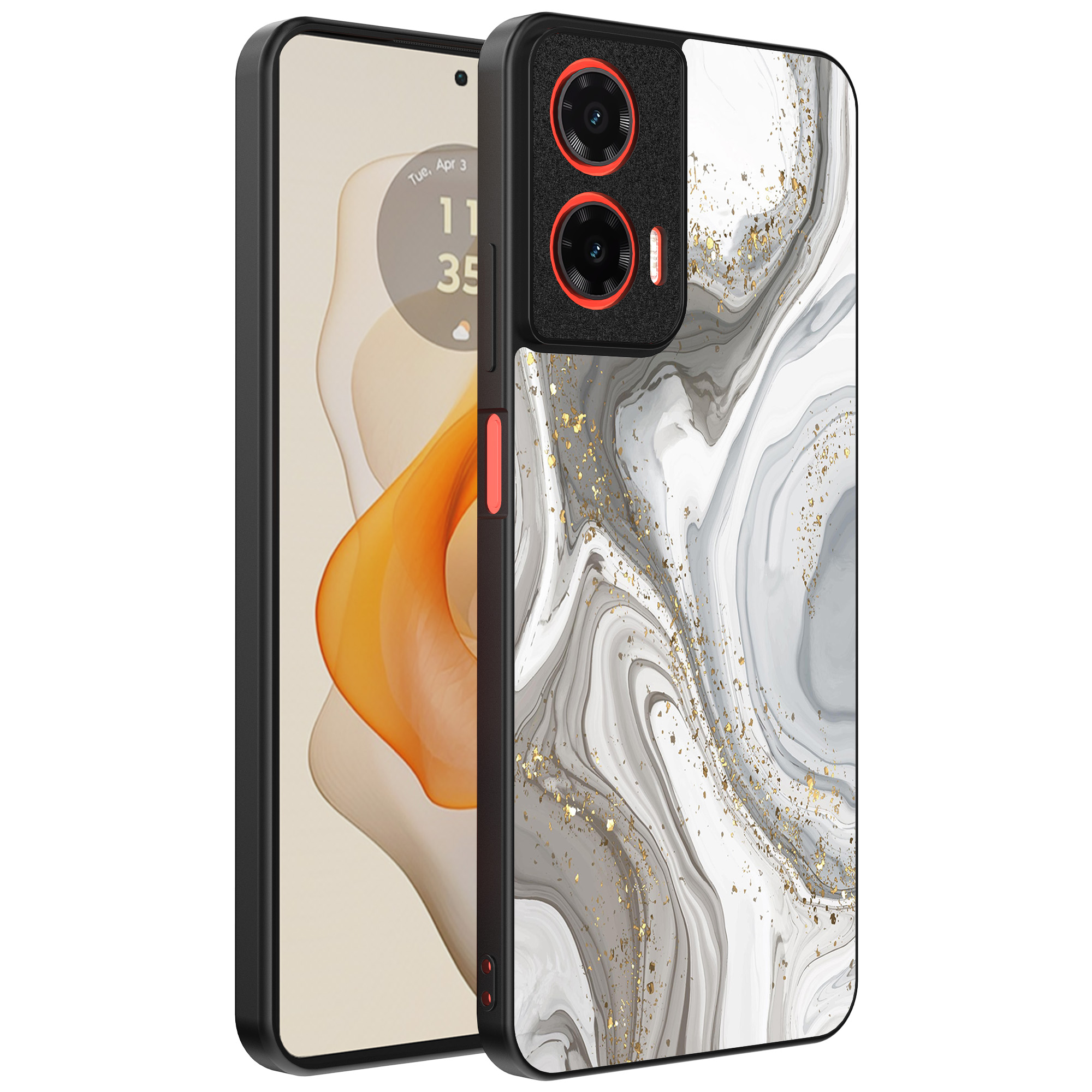 Motorola Moto G Stylus 2024 telefoonhoesje met zilver marmer opdruk (1)