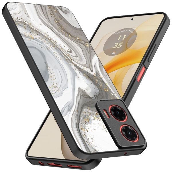 Motorola Moto G Stylus 2024 telefoonhoesje met zilver marmer opdruk (2)