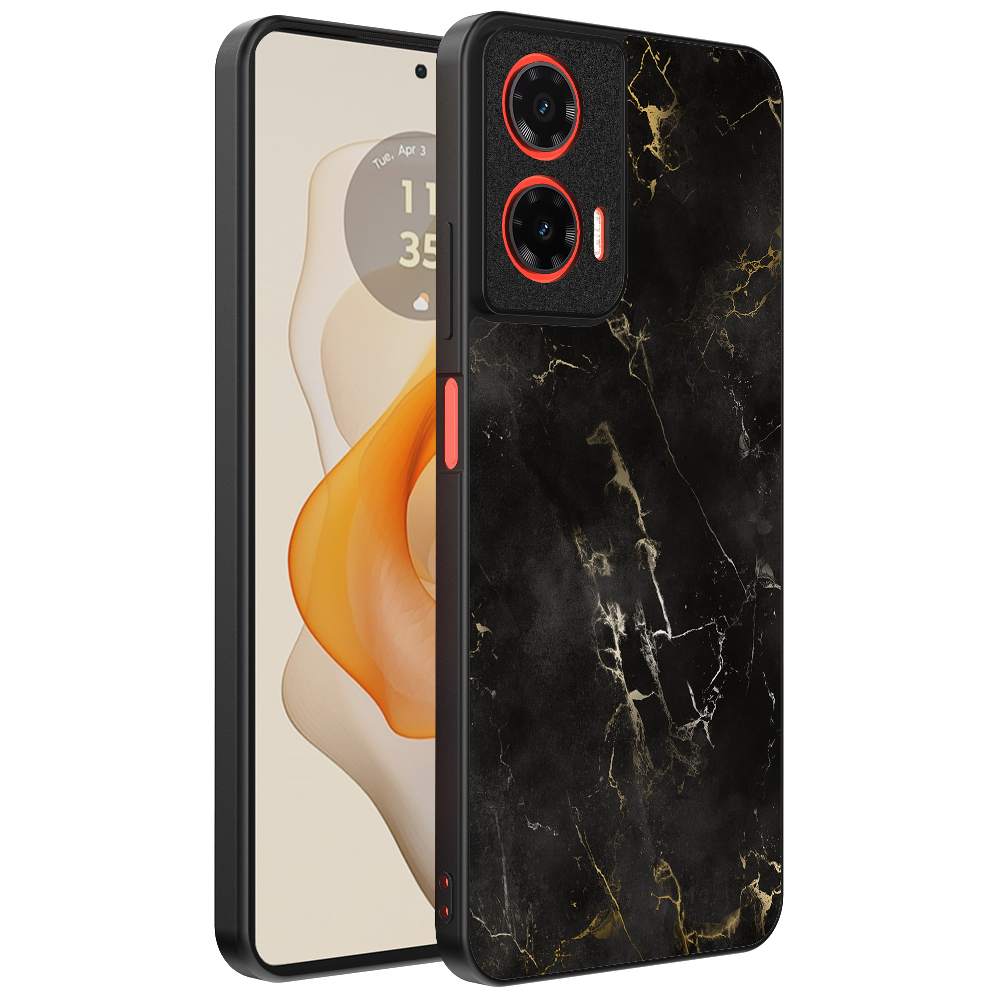 Motorola Moto G Stylus 2024 telefoonhoesje met zwart marmer opdruk (1)