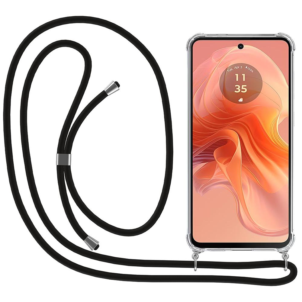 Motorola Moto G04 - G04s - E14 transparant hoesje met koord en stootrand