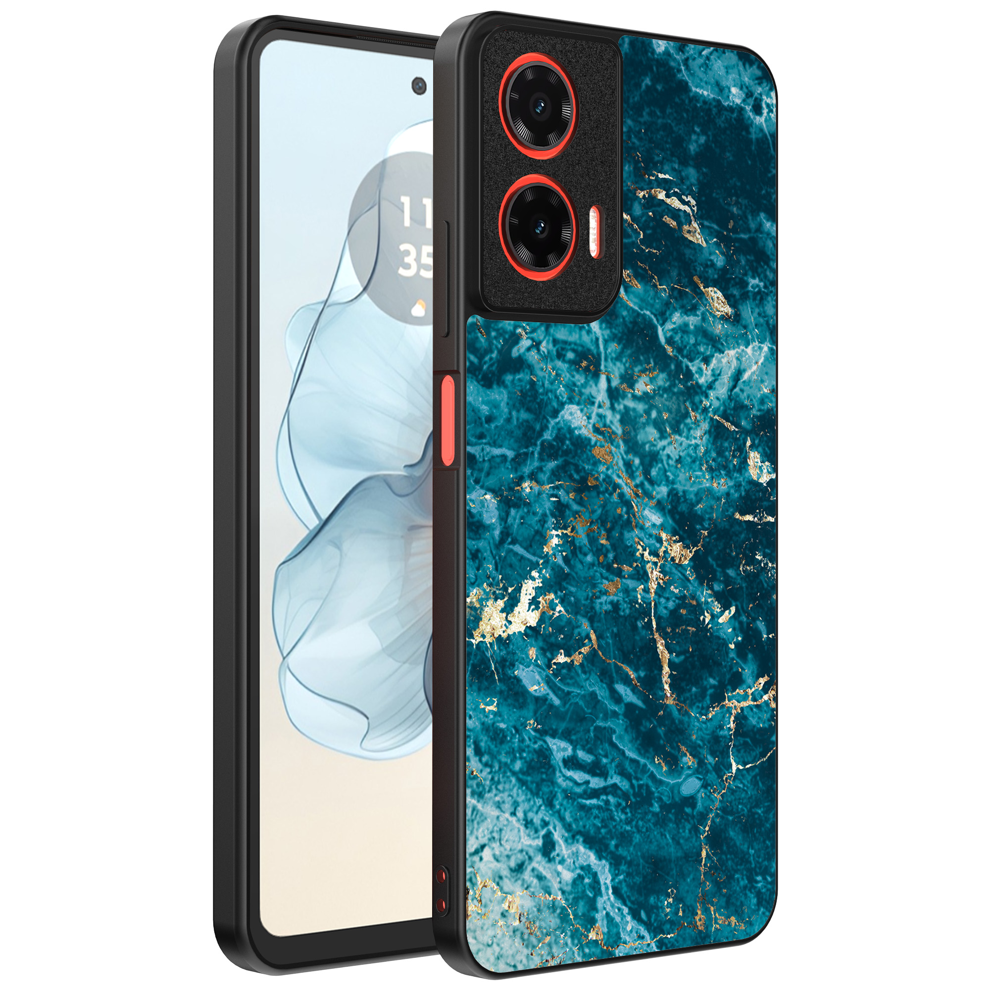 Motorola Moto G04-G24-G24 Power-E14 telefoonhoesje met blauw marmer opdruk (1)