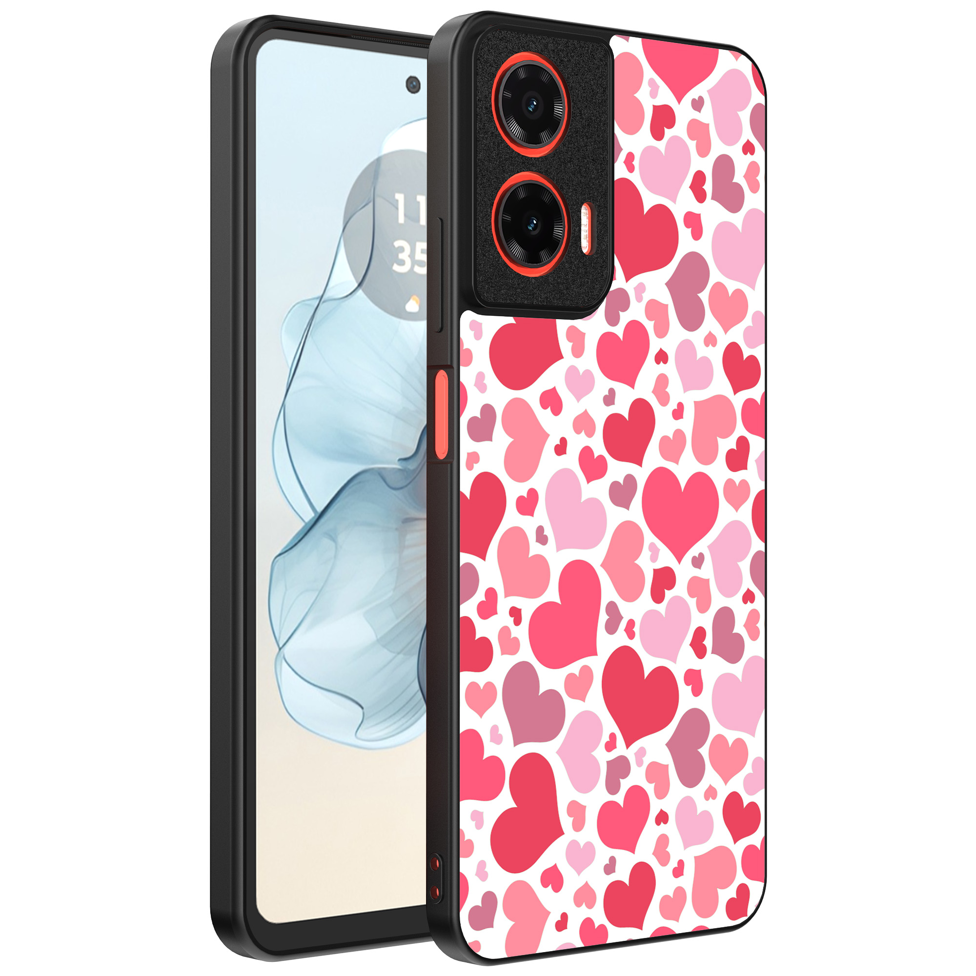 Motorola Moto G04-G24-G24 Power-E14 telefoonhoesje met hartjes opdruk transparant (1)