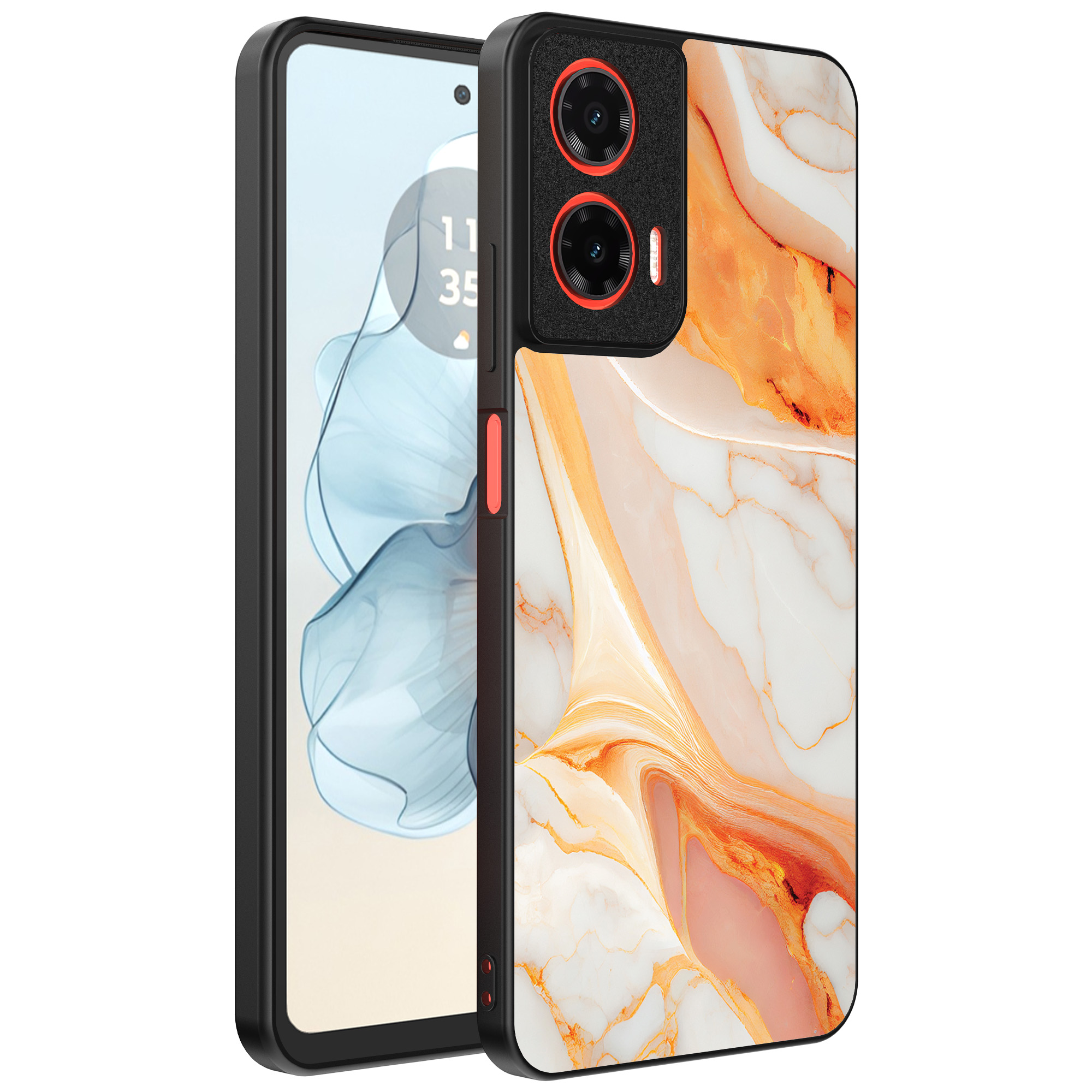 Motorola Moto G04-G24-G24 Power-E14 telefoonhoesje met oranje marmer opdruk (1)