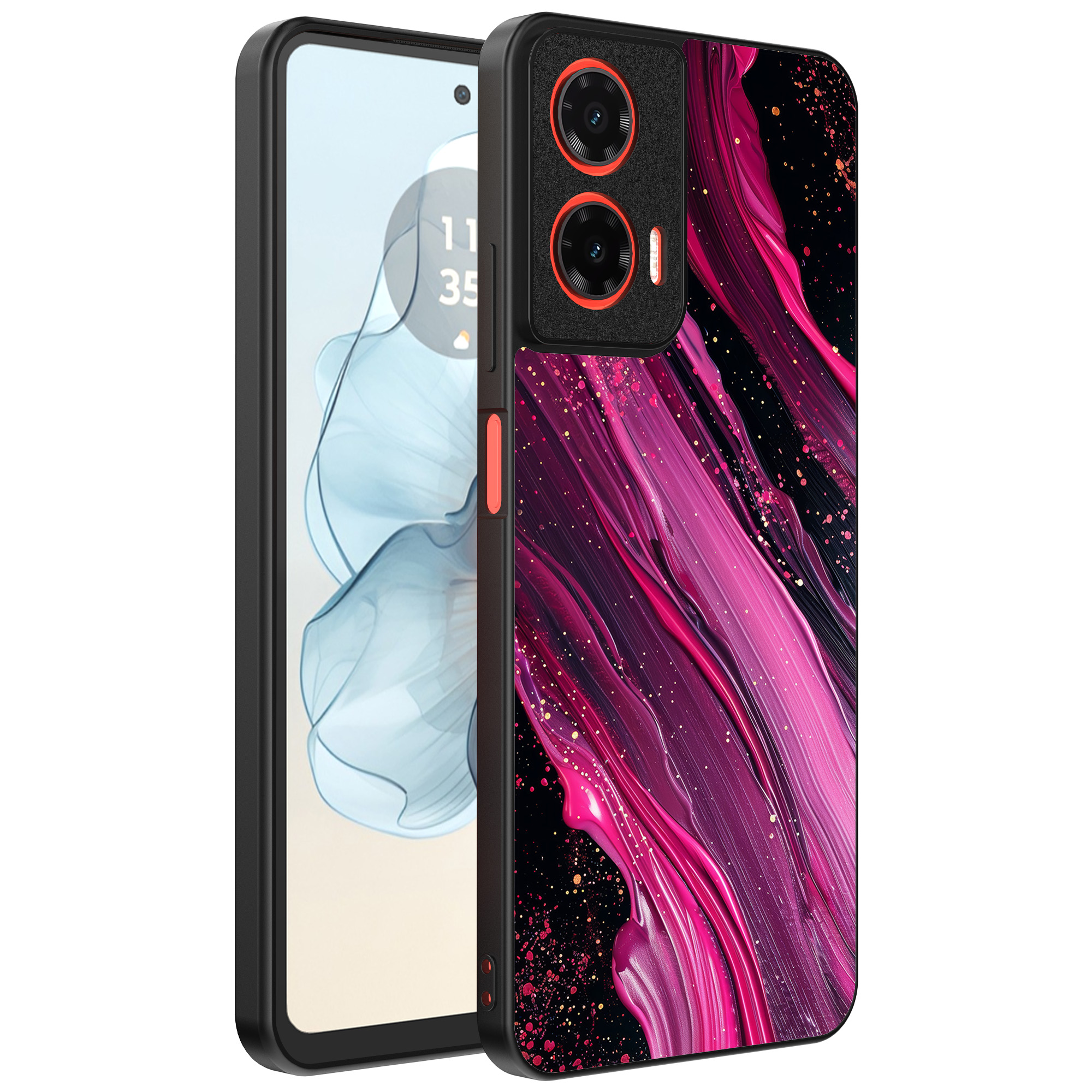 Motorola Moto G04-G24-G24 Power-E14 telefoonhoesje met paars roze marmer opdruk (1)