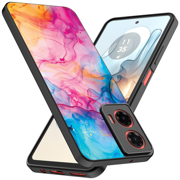 Motorola Moto G04-G24-G24 Power-E14 telefoonhoesje met regenboog acryl marmer opdruk (2)