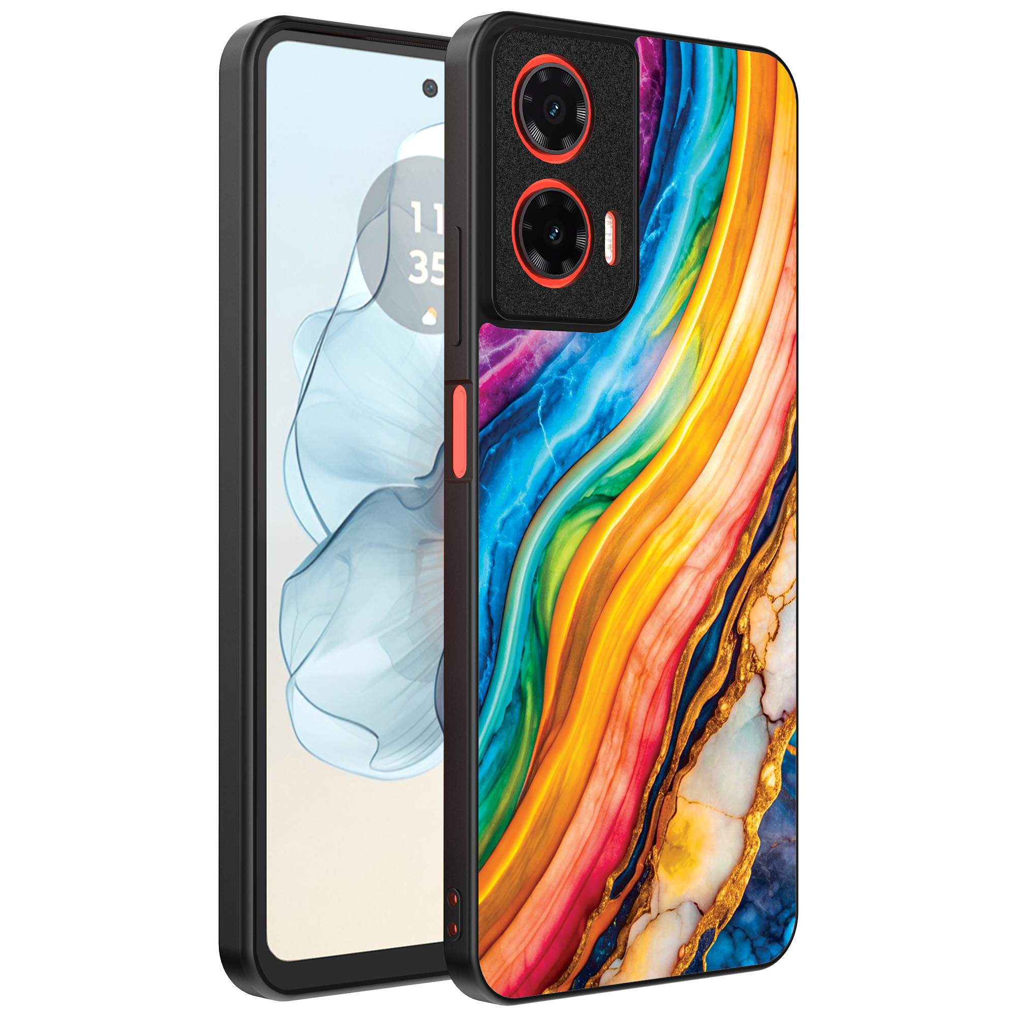 Motorola Moto G04-G24-G24 Power-E14 telefoonhoesje met regenboog goud marmer opdruk (1)