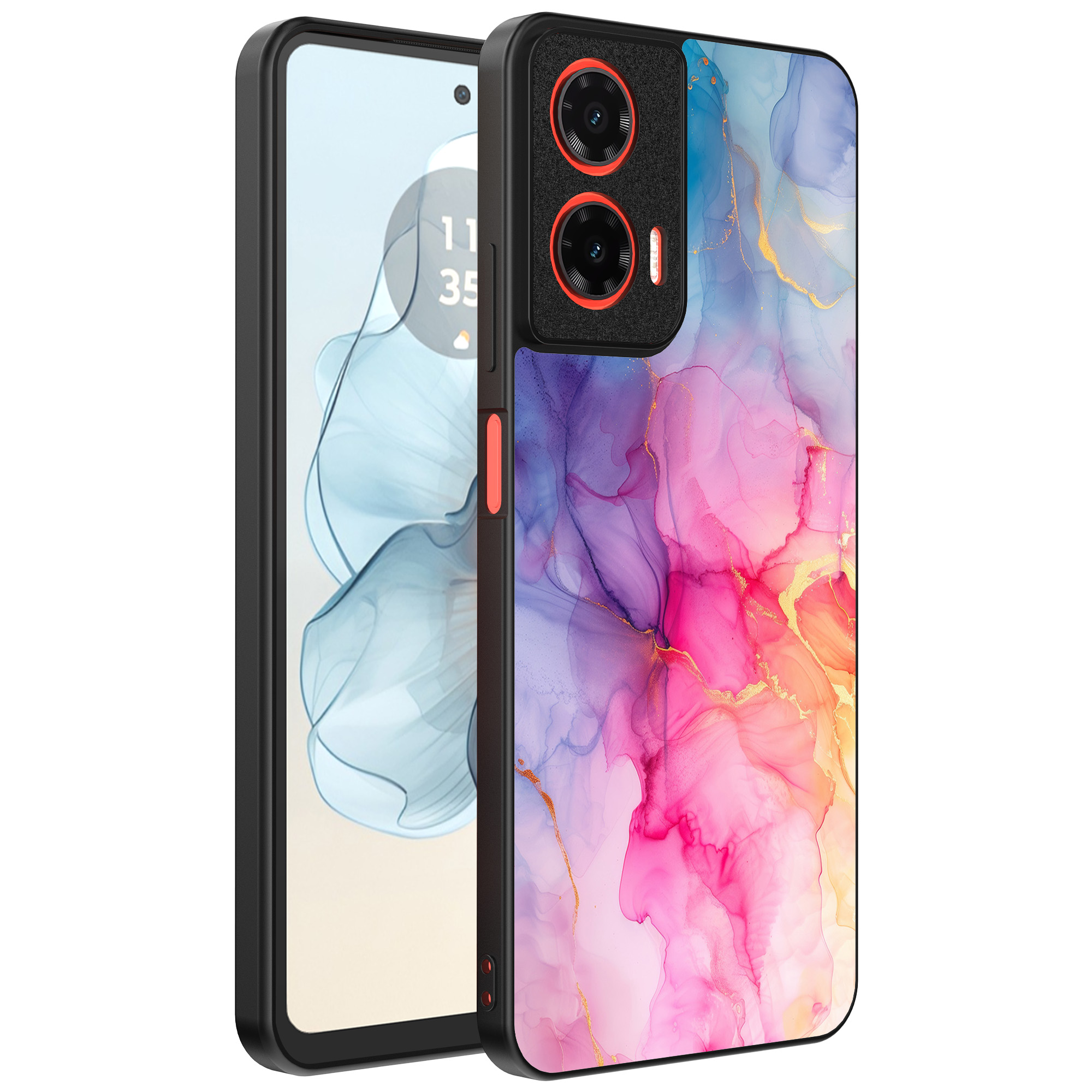 Motorola Moto G04-G24-G24 Power-E14 telefoonhoesje met regenboog marmer opdruk (1)