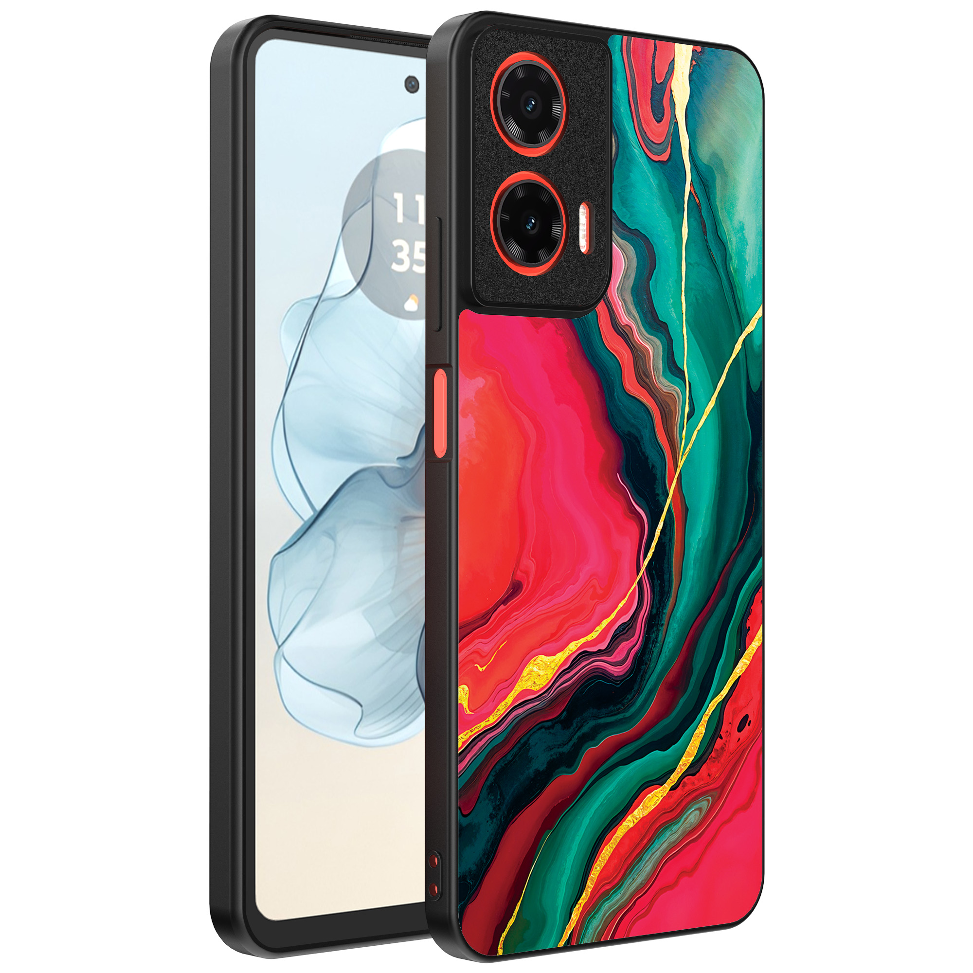 Motorola Moto G04-G24-G24 Power-E14 telefoonhoesje met rood groen marmer opdruk (1)