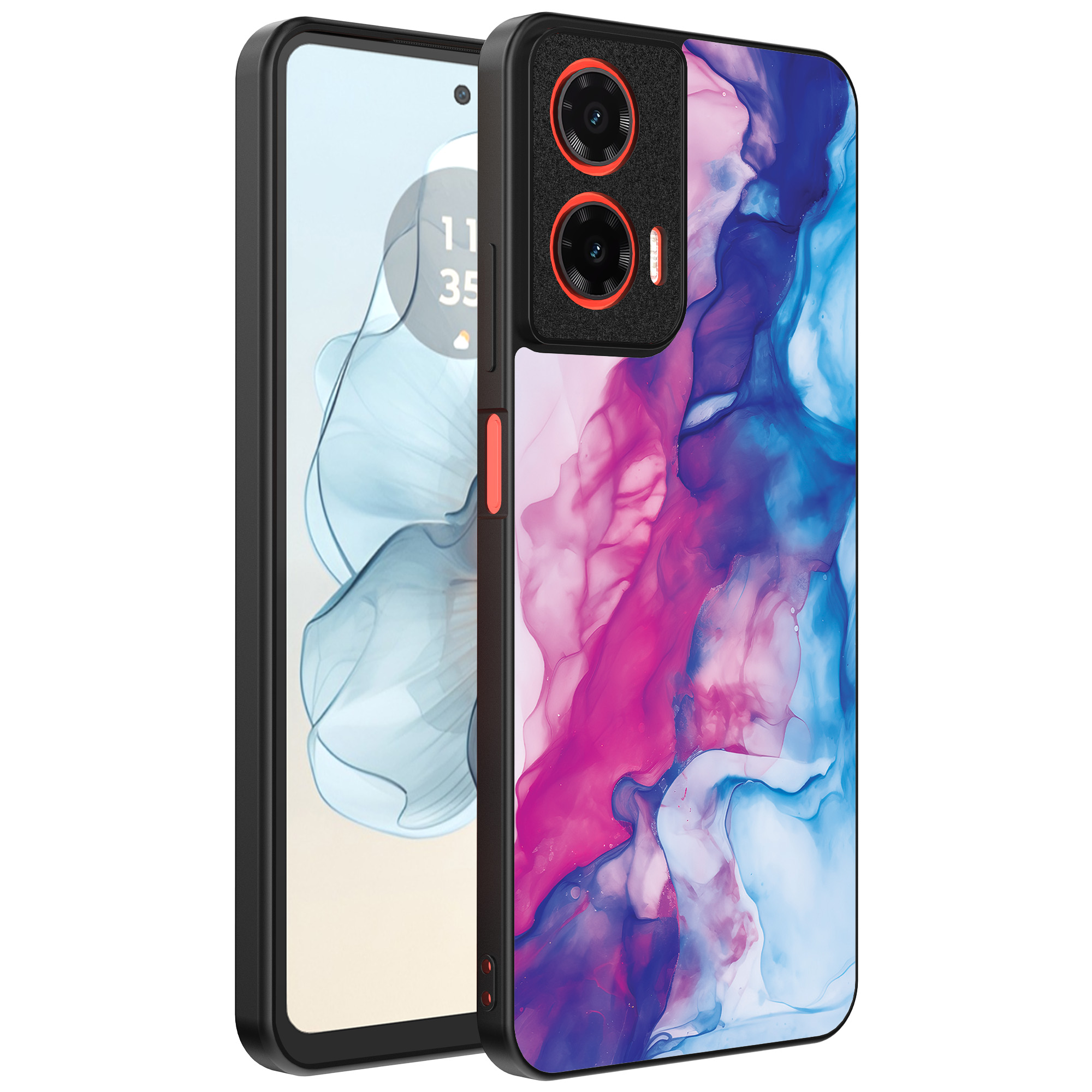 Motorola Moto G04-G24-G24 Power-E14 telefoonhoesje met roze blauw marmer opdruk (1)