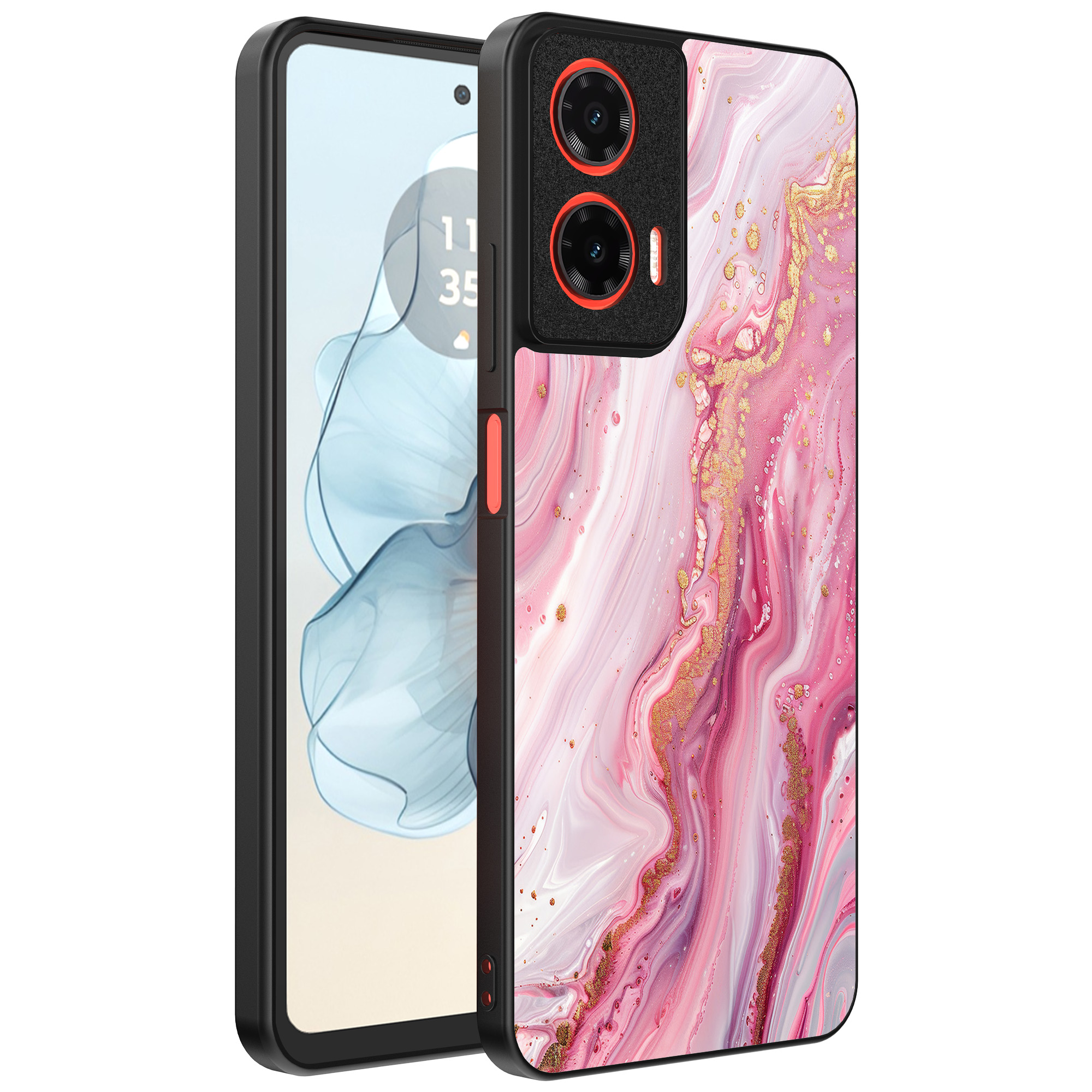 Motorola Moto G04-G24-G24 Power-E14 telefoonhoesje met roze marmer opdruk (1)