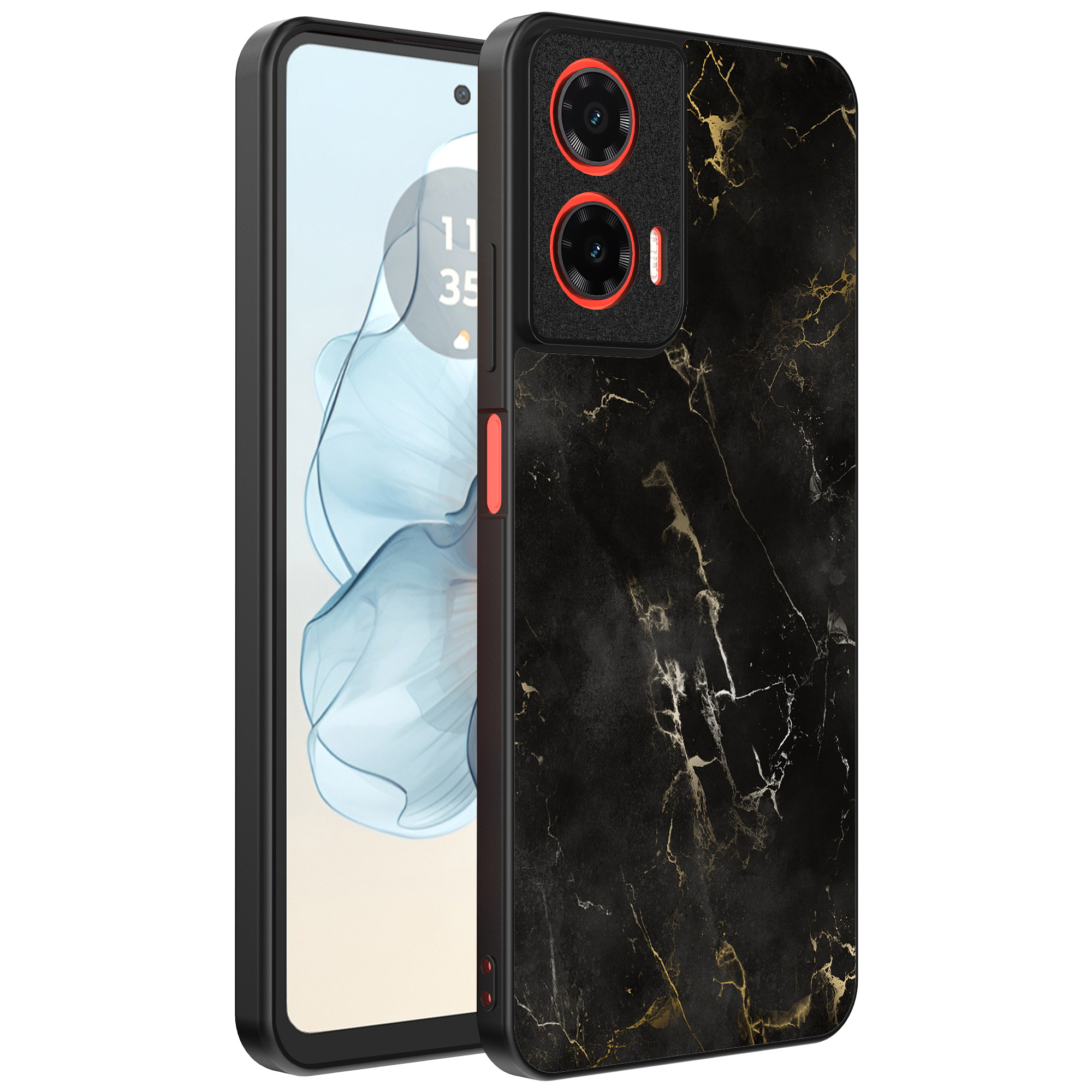 Motorola Moto G04-G24-G24 Power-E14 telefoonhoesje met zwart marmer opdruk (1)