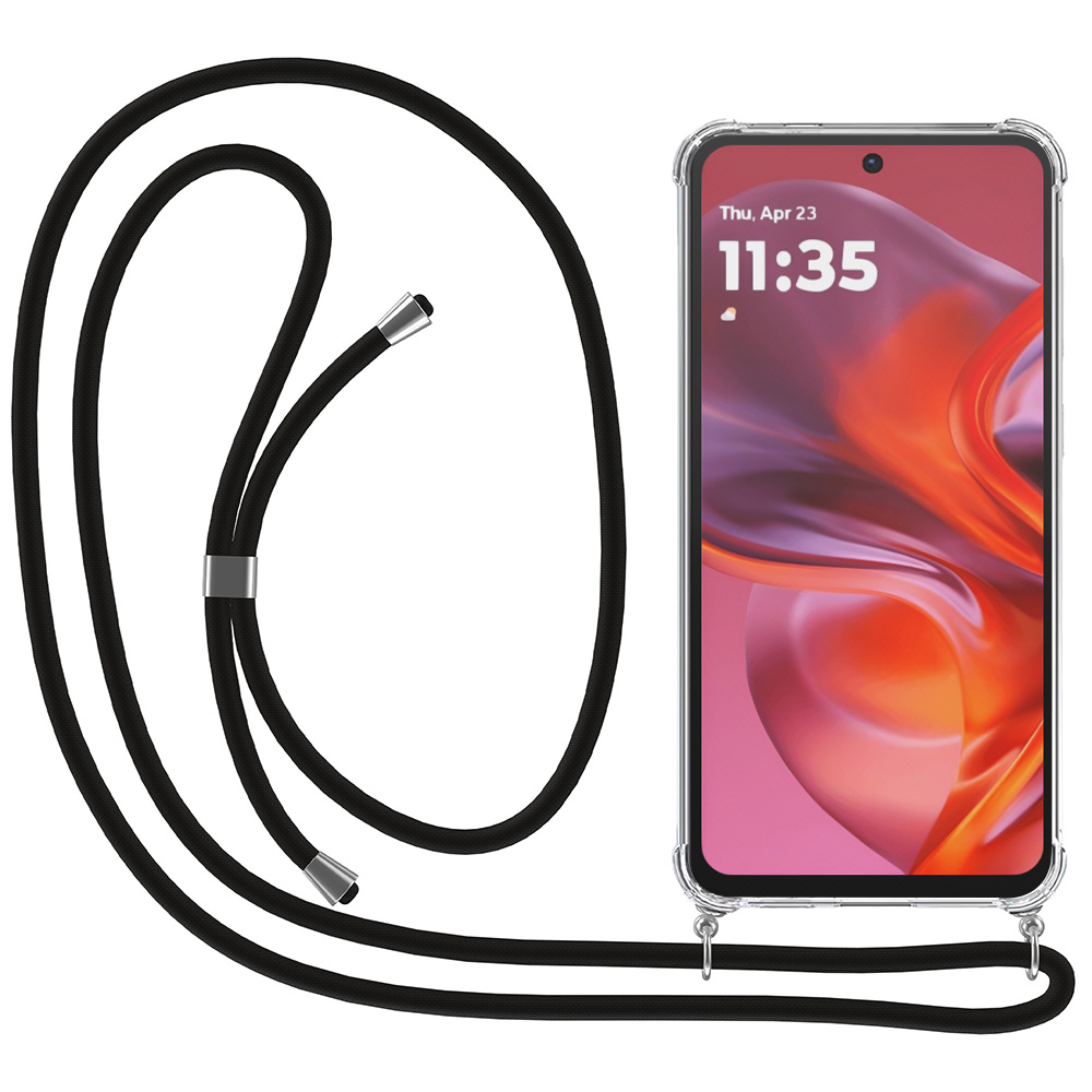 Motorola Moto G05 - E15 transparant hoesje met koord en stootrand