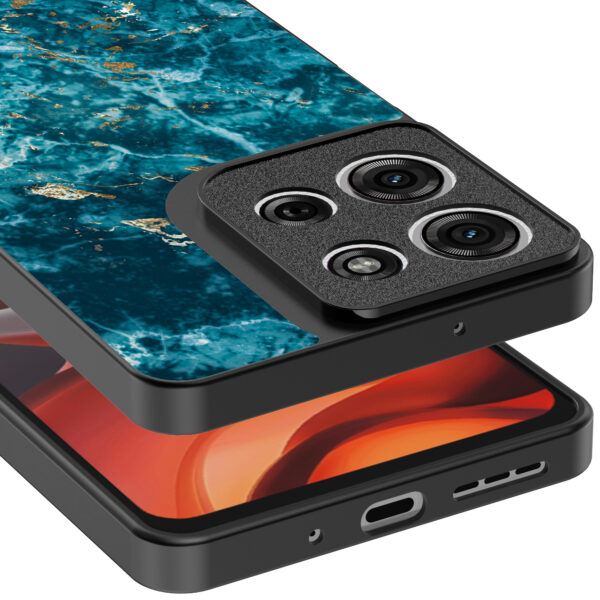 Motorola Moto G15 telefoonhoesje met blauw marmer opdruk (4)