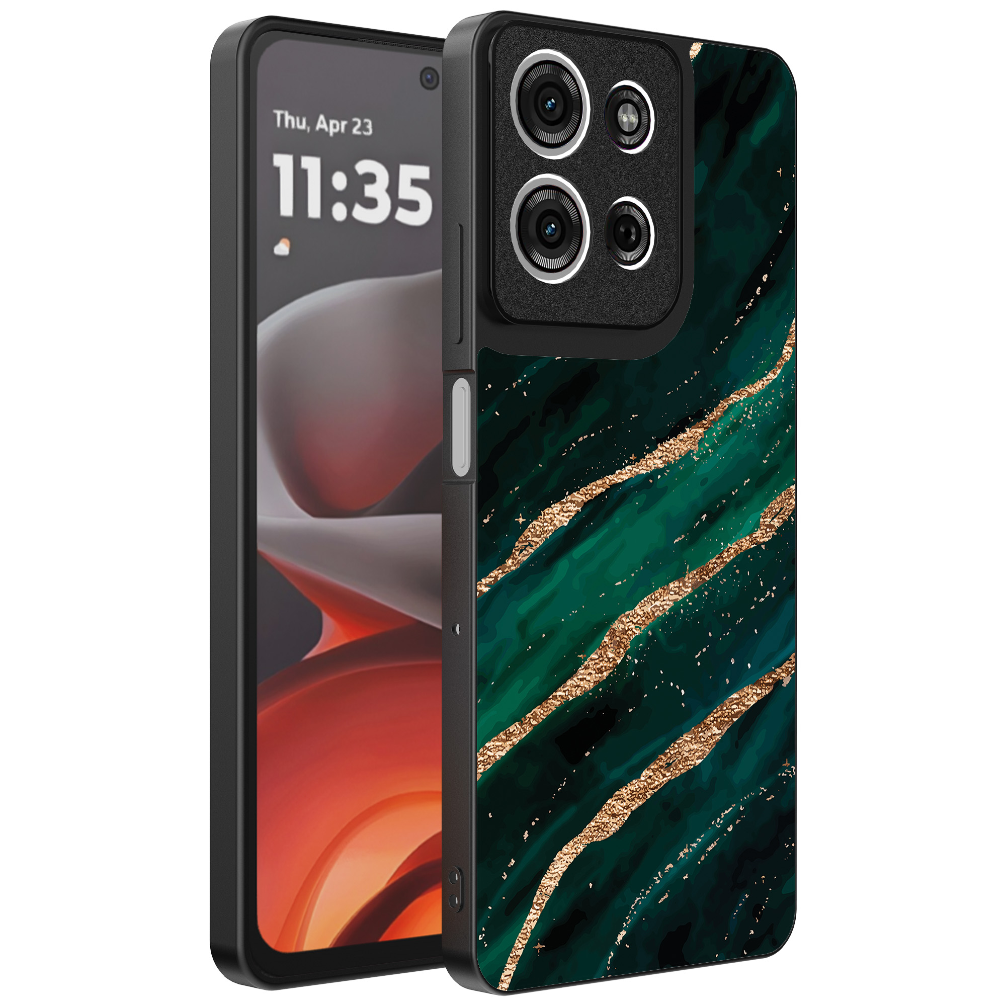 Motorola Moto G15 telefoonhoesje met groen goud marmer opdruk (1)Motorola Moto G15 telefoonhoesje met groen goud marmer opdruk (1)