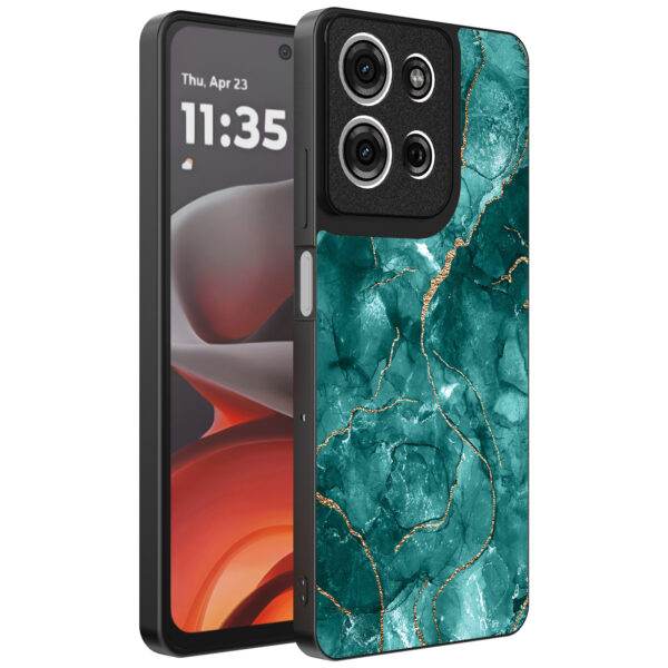 Motorola Moto G15 telefoonhoesje met groen marmer opdruk (1)