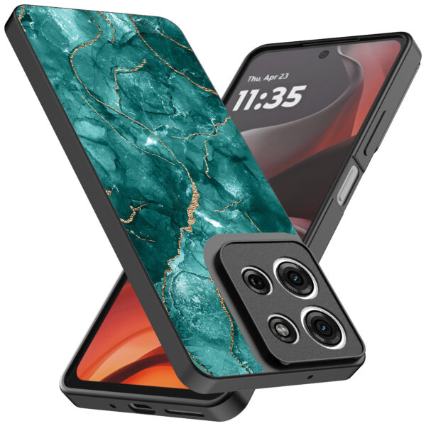 Motorola Moto G15 telefoonhoesje met groen marmer opdruk (2)