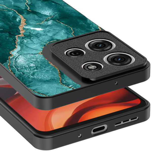 Motorola Moto G15 telefoonhoesje met groen marmer opdruk (4)
