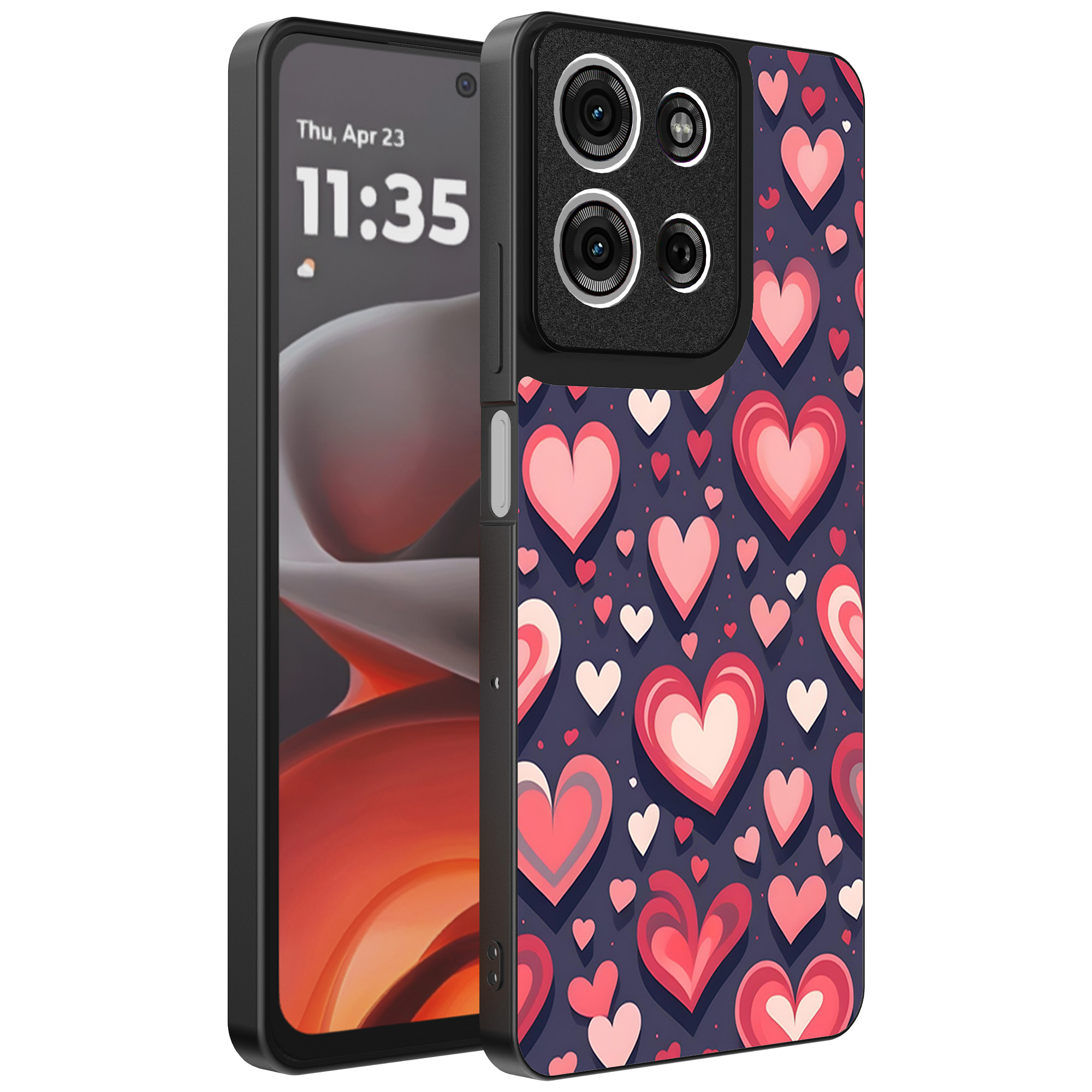 Motorola Moto G15 telefoonhoesje met hartjes opdruk groot (1)