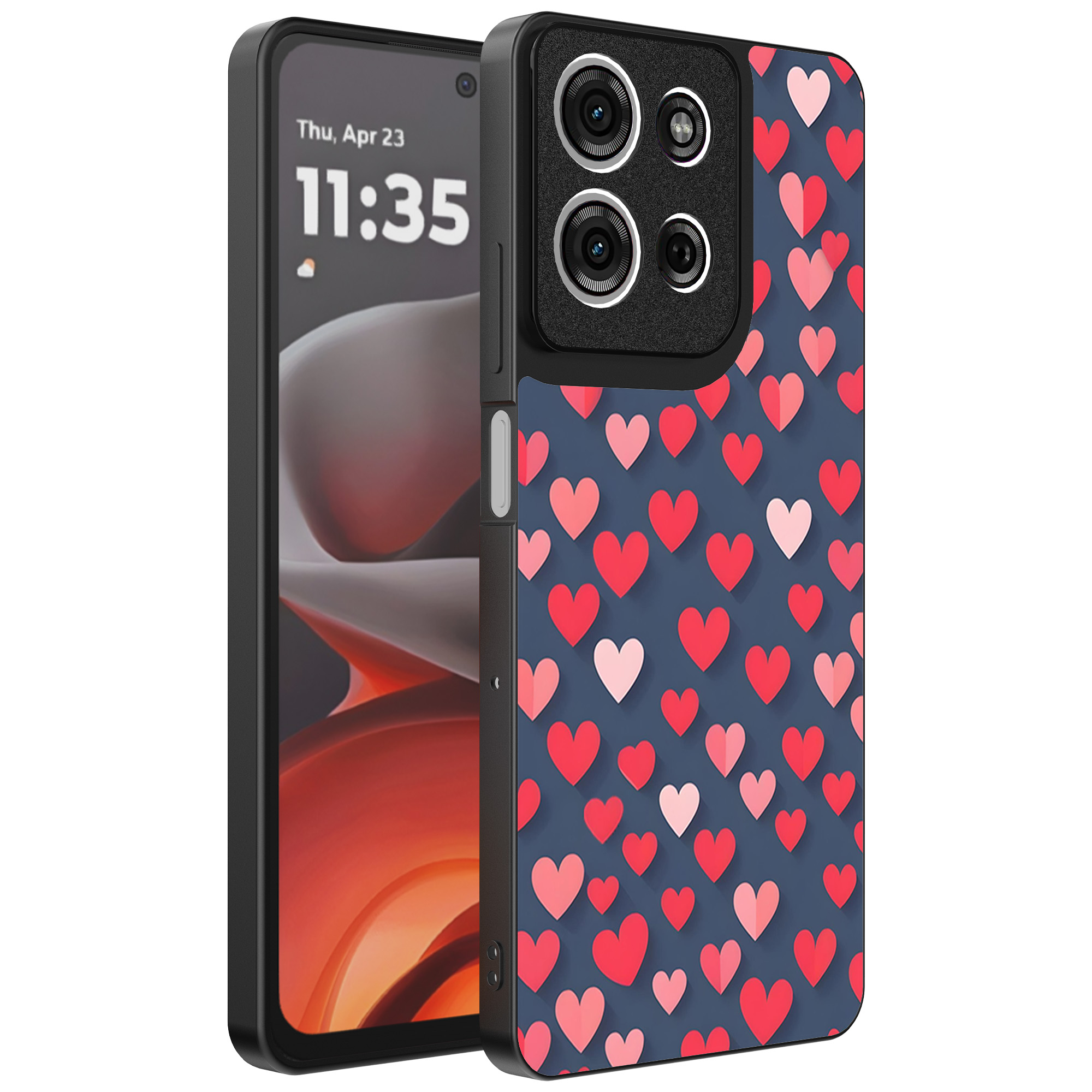 Motorola Moto G15 telefoonhoesje met hartjes opdruk klein (1)