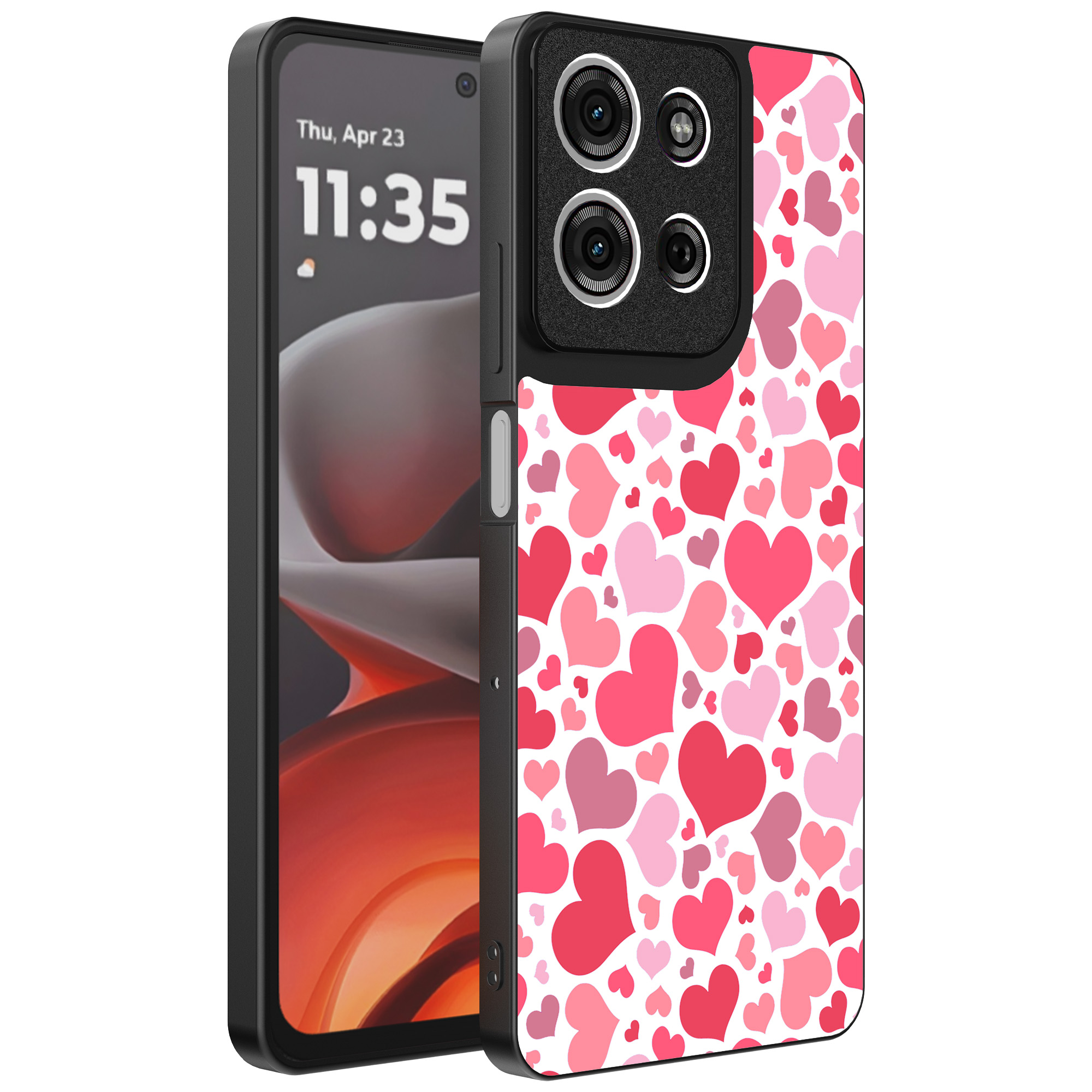 Motorola Moto G15 telefoonhoesje met hartjes opdruk transparant (1)