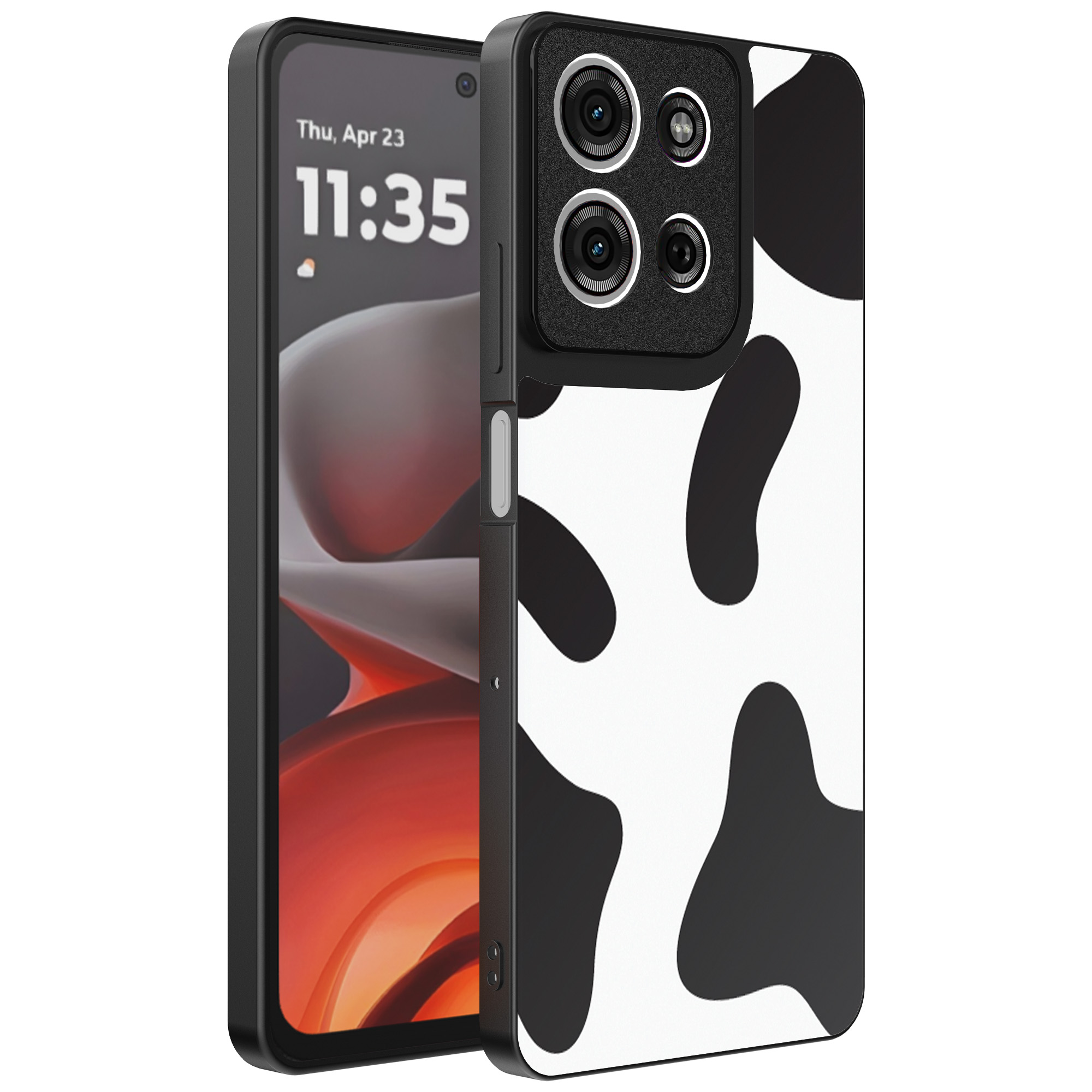 Motorola Moto G15 telefoonhoesje met koeienvlekken opdruk (1)