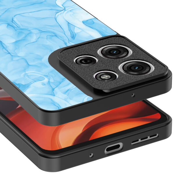 Motorola Moto G15 telefoonhoesje met lichtblauw marmer opdruk (4)