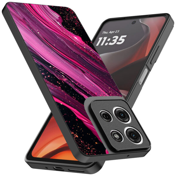 Motorola Moto G15 telefoonhoesje met paars roze marmer opdruk (2)