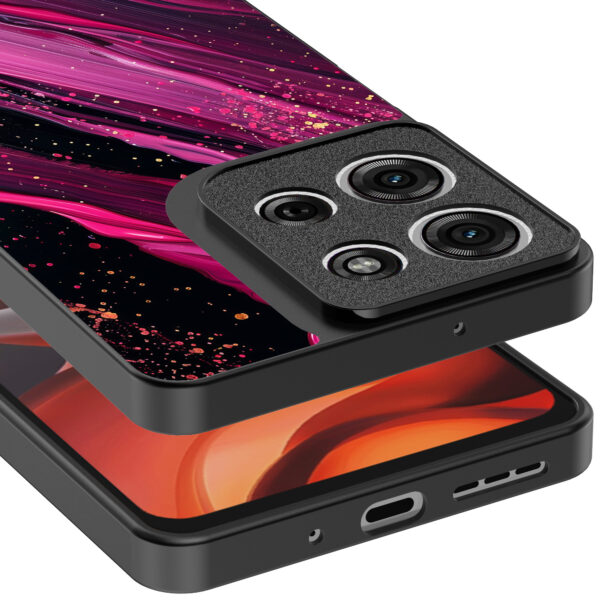 Motorola Moto G15 telefoonhoesje met paars roze marmer opdruk (4)