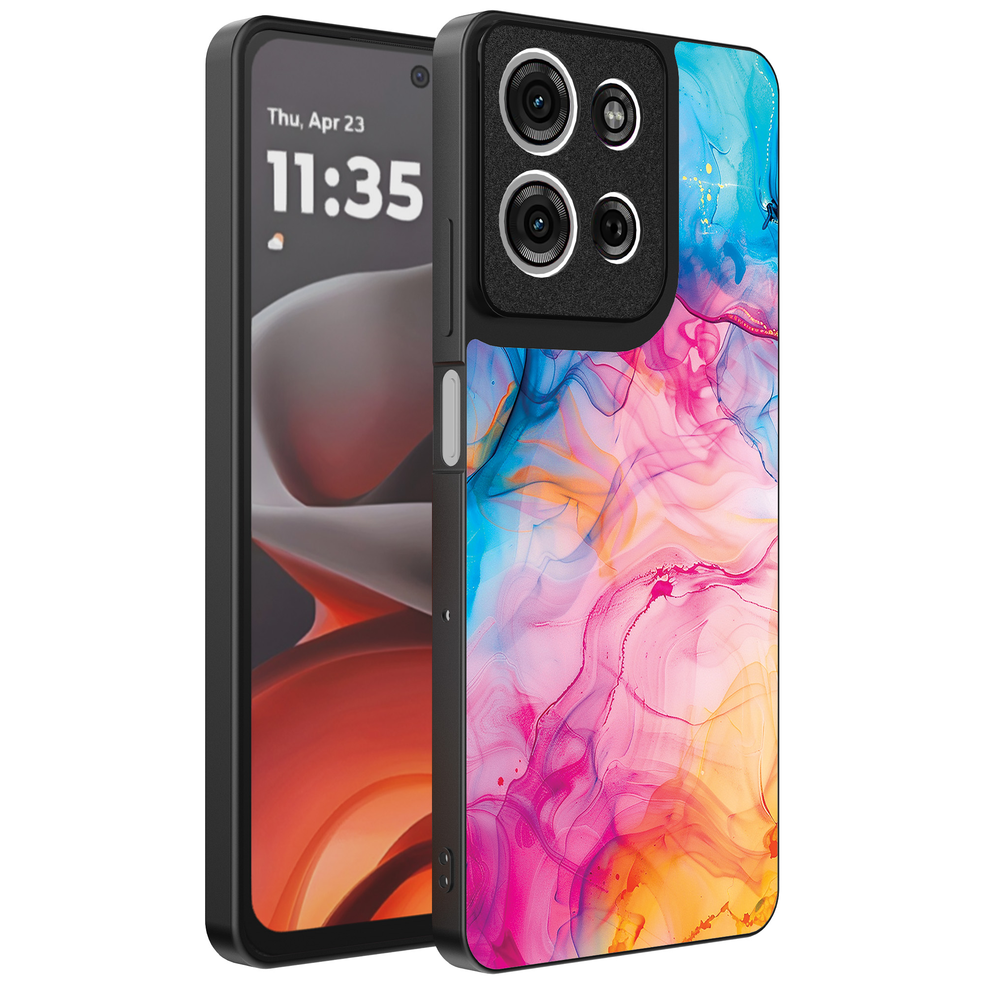 Motorola Moto G15 telefoonhoesje met regenboog acryl marmer opdruk (1)