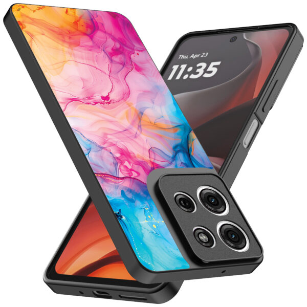 Motorola Moto G15 telefoonhoesje met regenboog acryl marmer opdruk (2)
