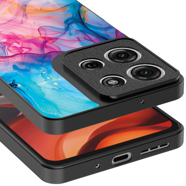Motorola Moto G15 telefoonhoesje met regenboog acryl marmer opdruk (4)