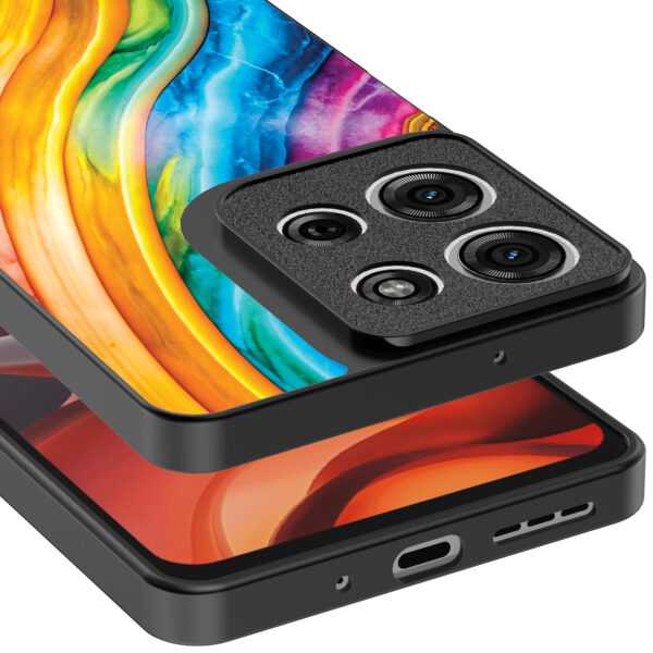 Motorola Moto G15 telefoonhoesje met regenboog goud marmer opdruk (4)