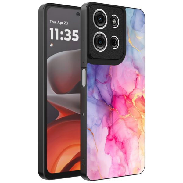 Motorola Moto G15 telefoonhoesje met regenboog marmer opdruk (1)