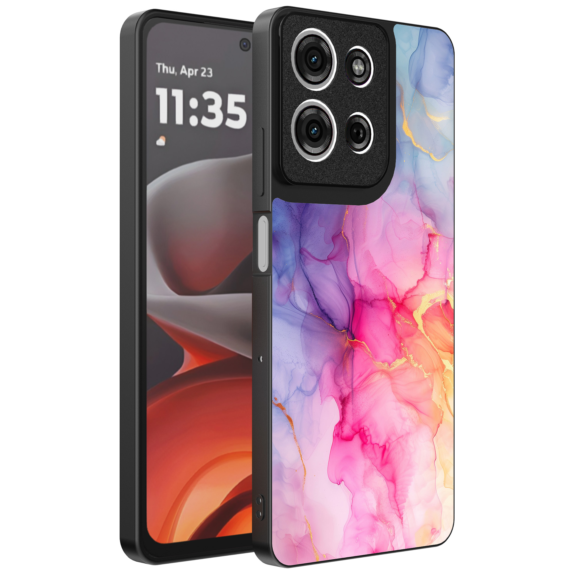 Motorola Moto G15 telefoonhoesje met regenboog marmer opdruk (1)
