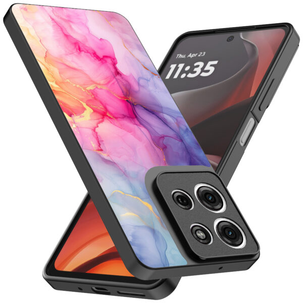 Motorola Moto G15 telefoonhoesje met regenboog marmer opdruk (2)