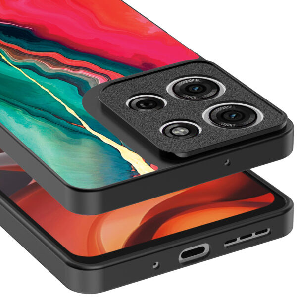 Motorola Moto G15 telefoonhoesje met rood groen marmer opdruk (3)
