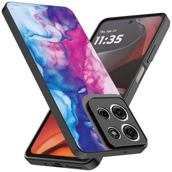 Motorola Moto G15 telefoonhoesje met roze blauw marmer opdruk (2)