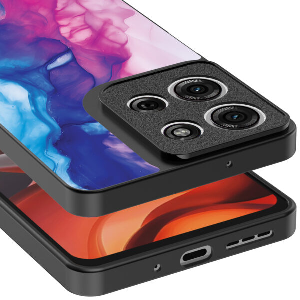 Motorola Moto G15 telefoonhoesje met roze blauw marmer opdruk (4)