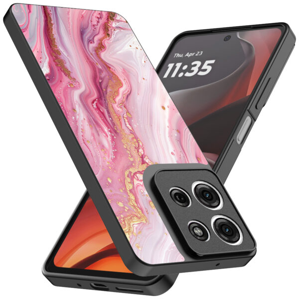Motorola Moto G15 telefoonhoesje met roze marmer opdruk (2)